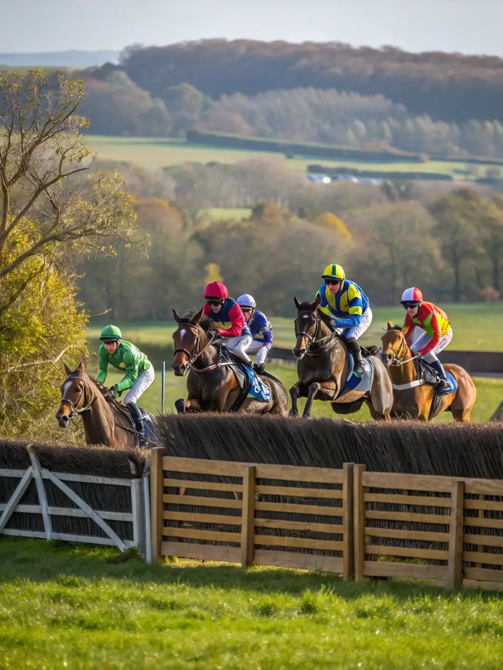 A dynamic image of riders competing in a local equestrian event, demonstrating the competitive opportunities available through LES AMIS CAVALIERS DES SABLONS.